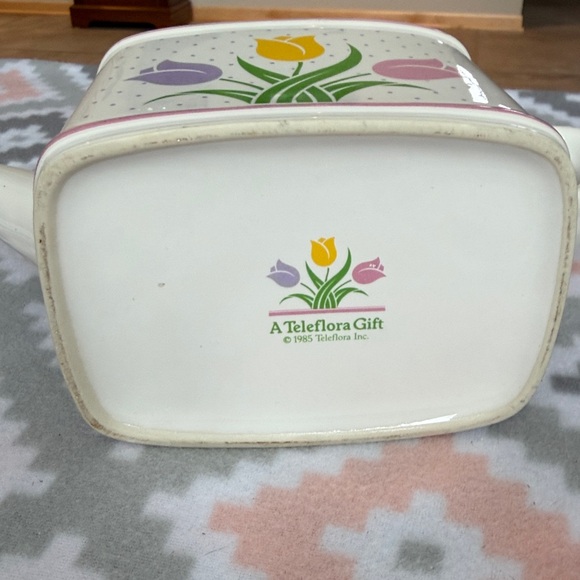 Vintage Ceramic Floral Watering Can with Tulip Design Teleflora - Picture 7 of 12